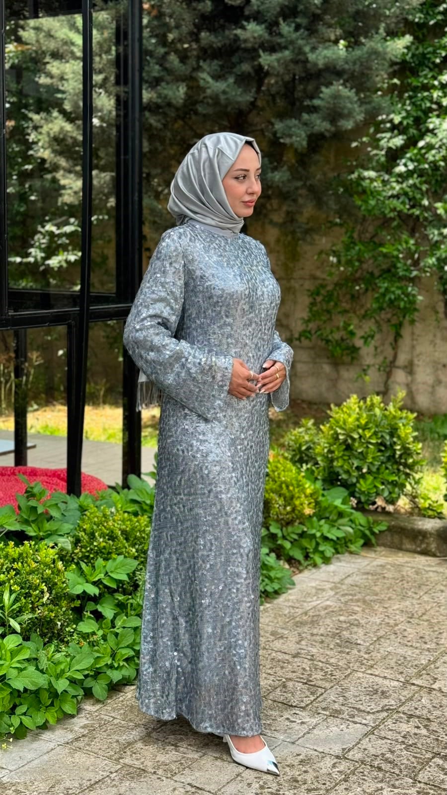 Zems Pul Kaplama Abiye Elbise 2853
