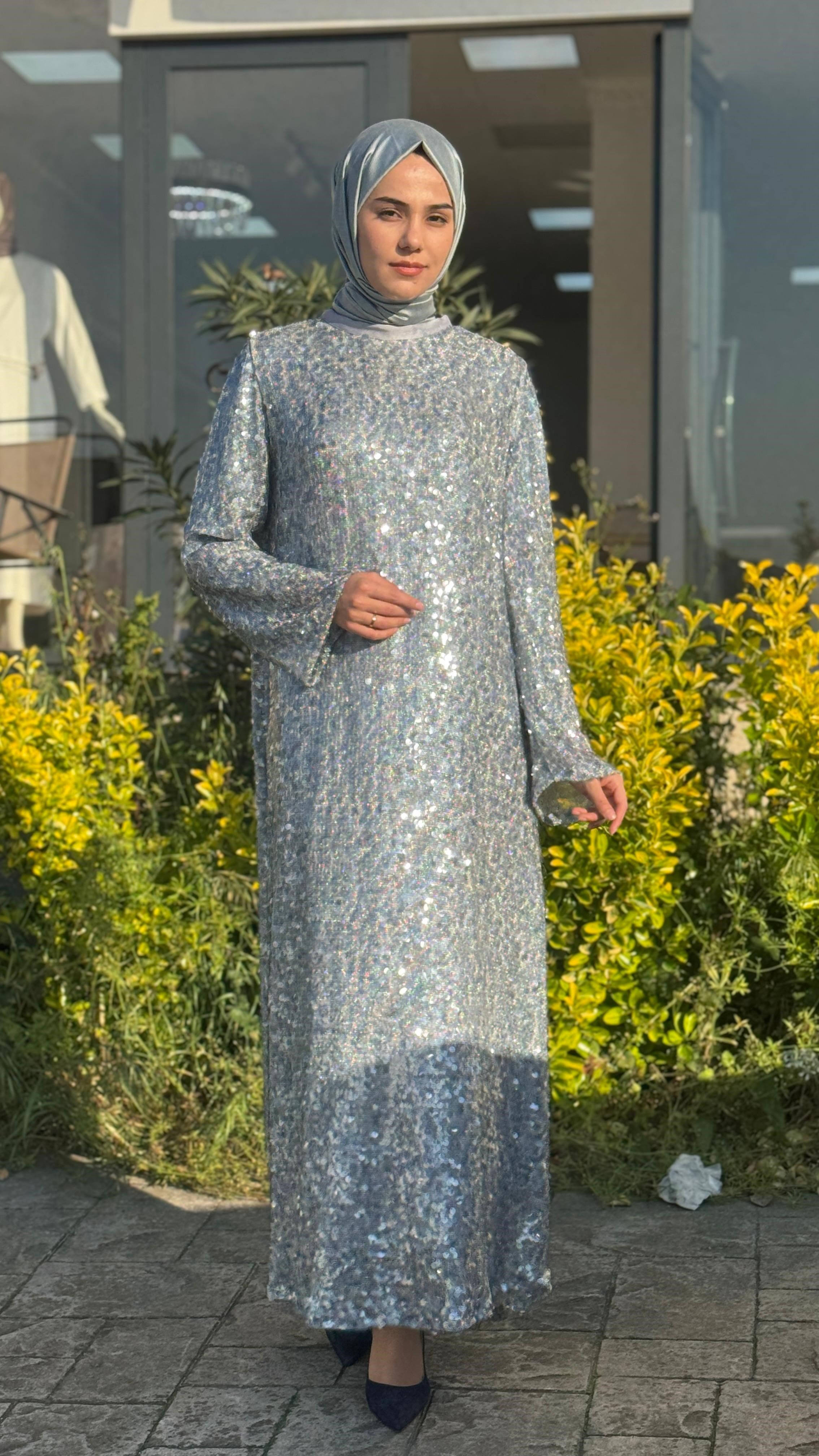 Zems Pul Kaplama Abiye Elbise 2853