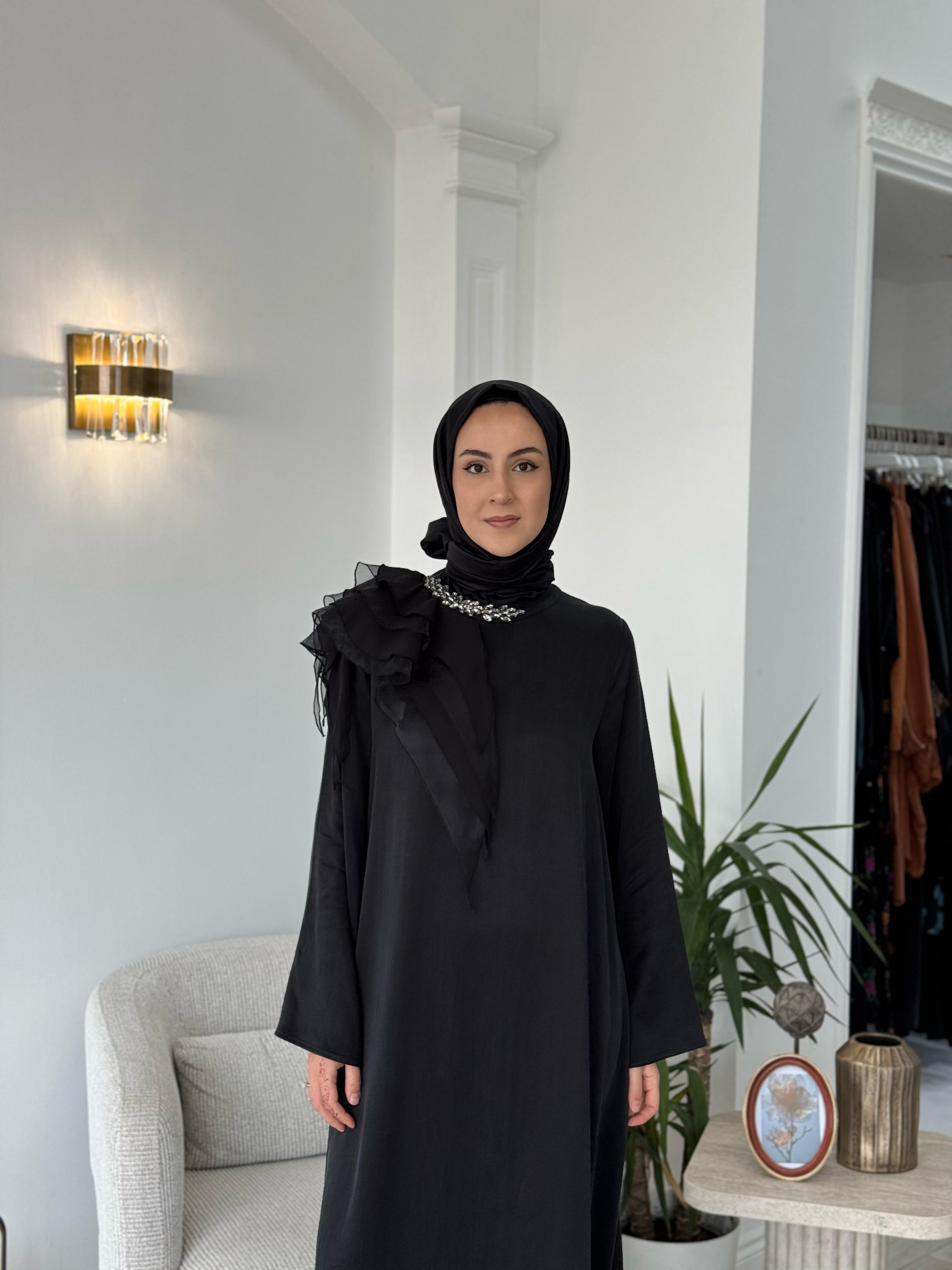 Zems Taşlı Elbise Siyah 2628
