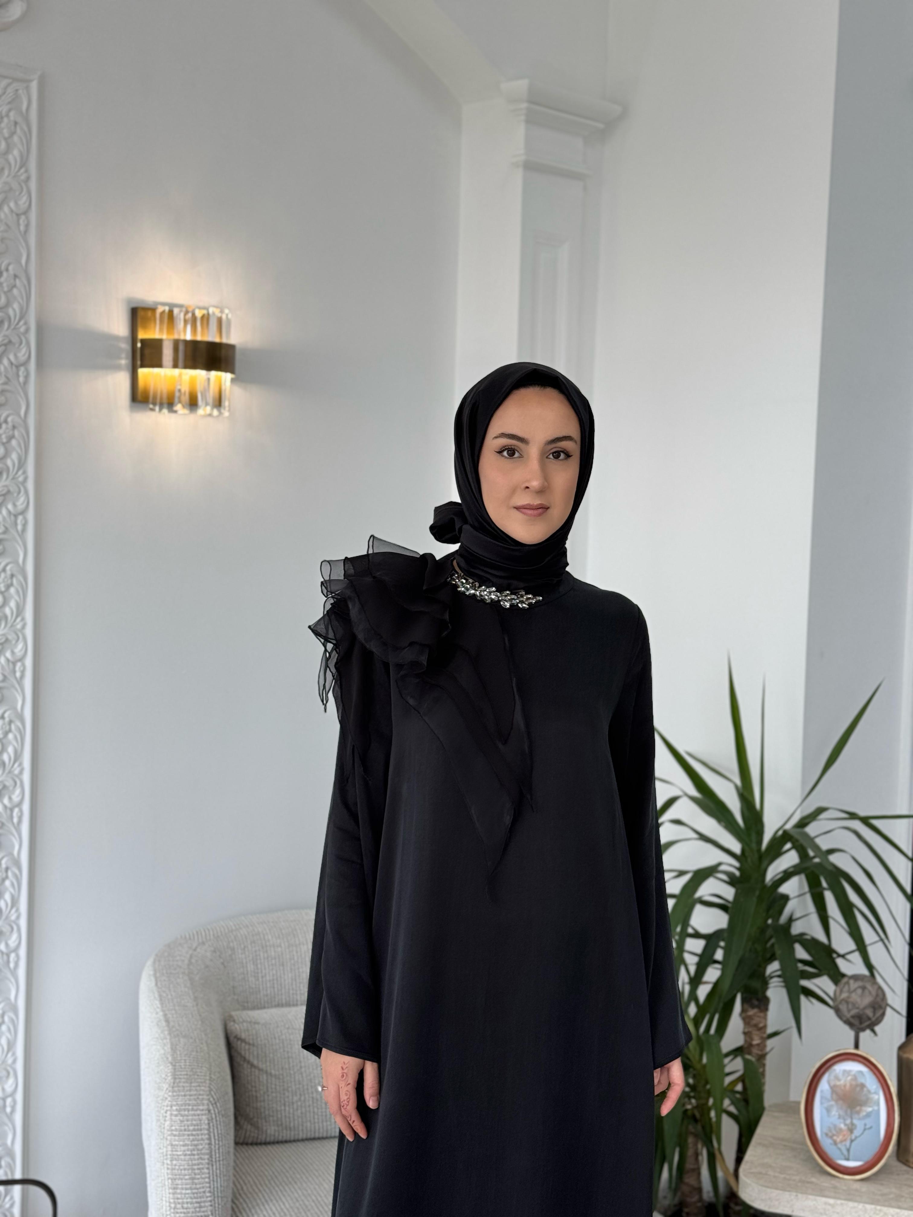 Zems Taşlı Elbise Siyah 2628
