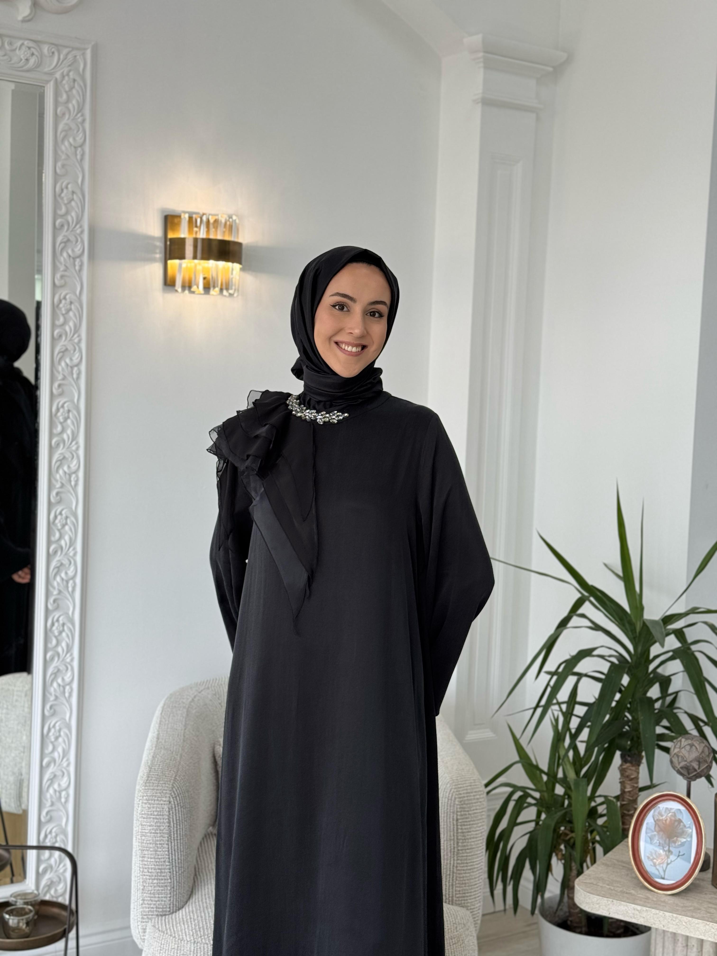 Zems Taşlı Elbise Siyah 2628