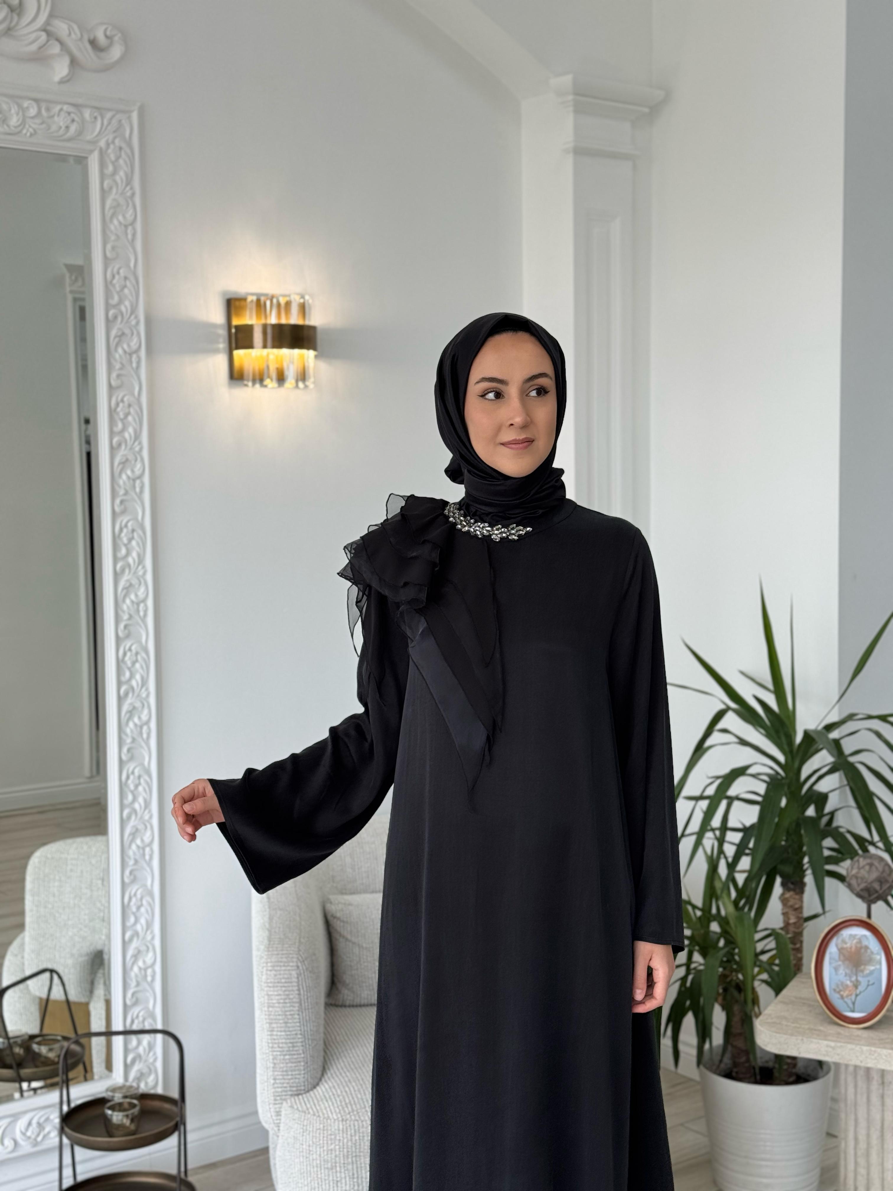 Zems Taşlı Elbise Siyah 2628