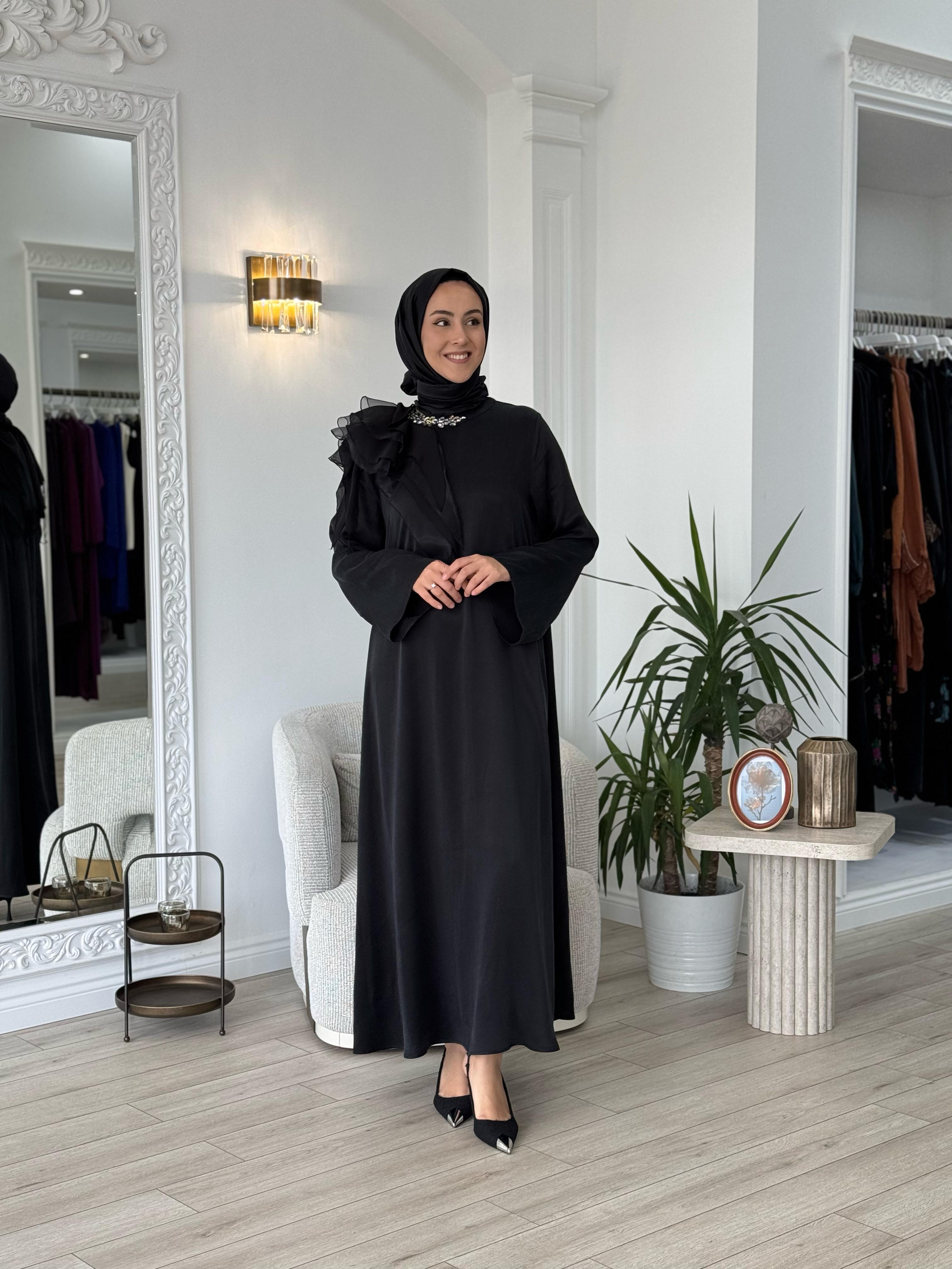 Zems Taşlı Elbise Siyah 2628