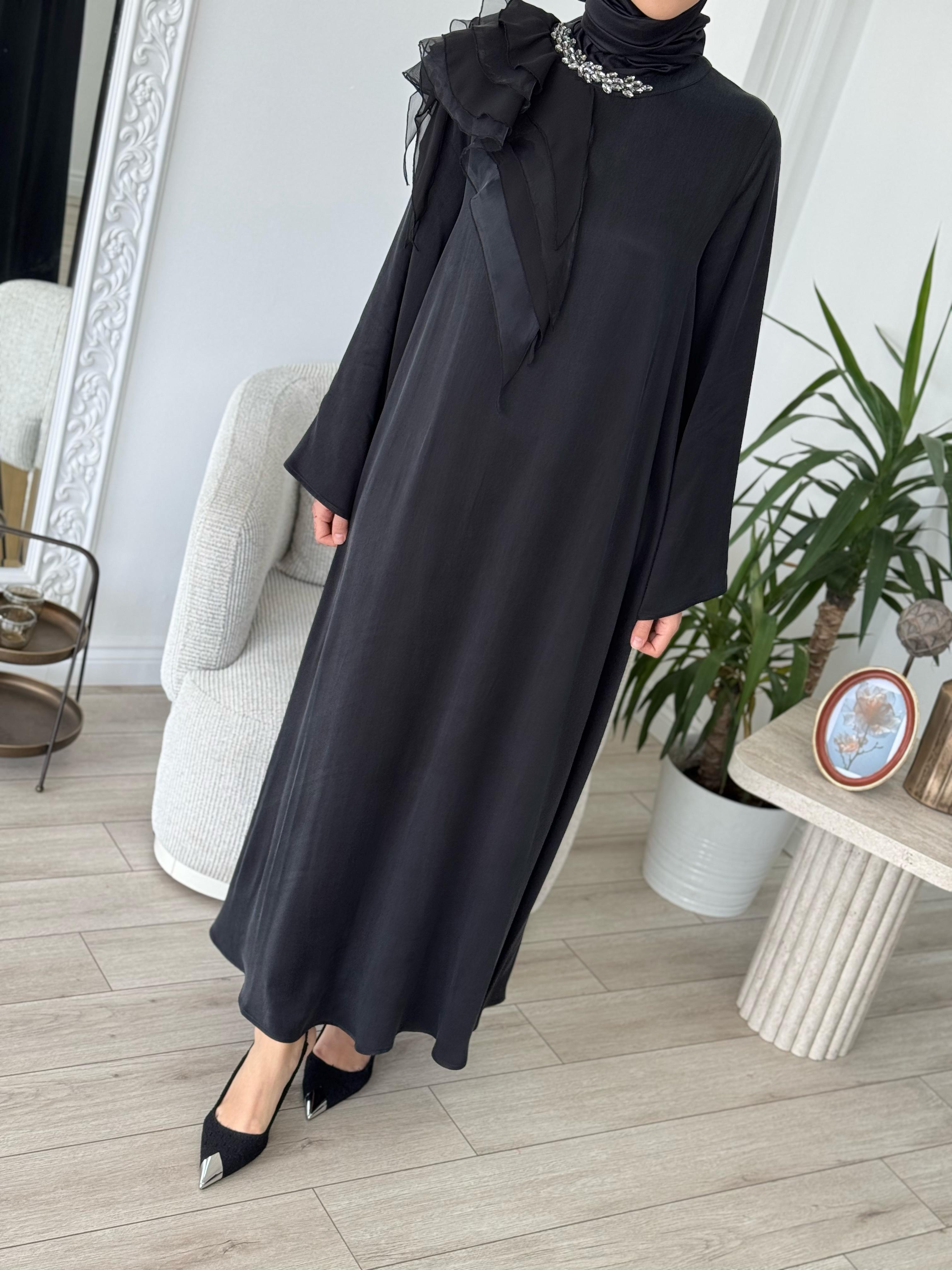 Zems Taşlı Elbise Siyah 2628