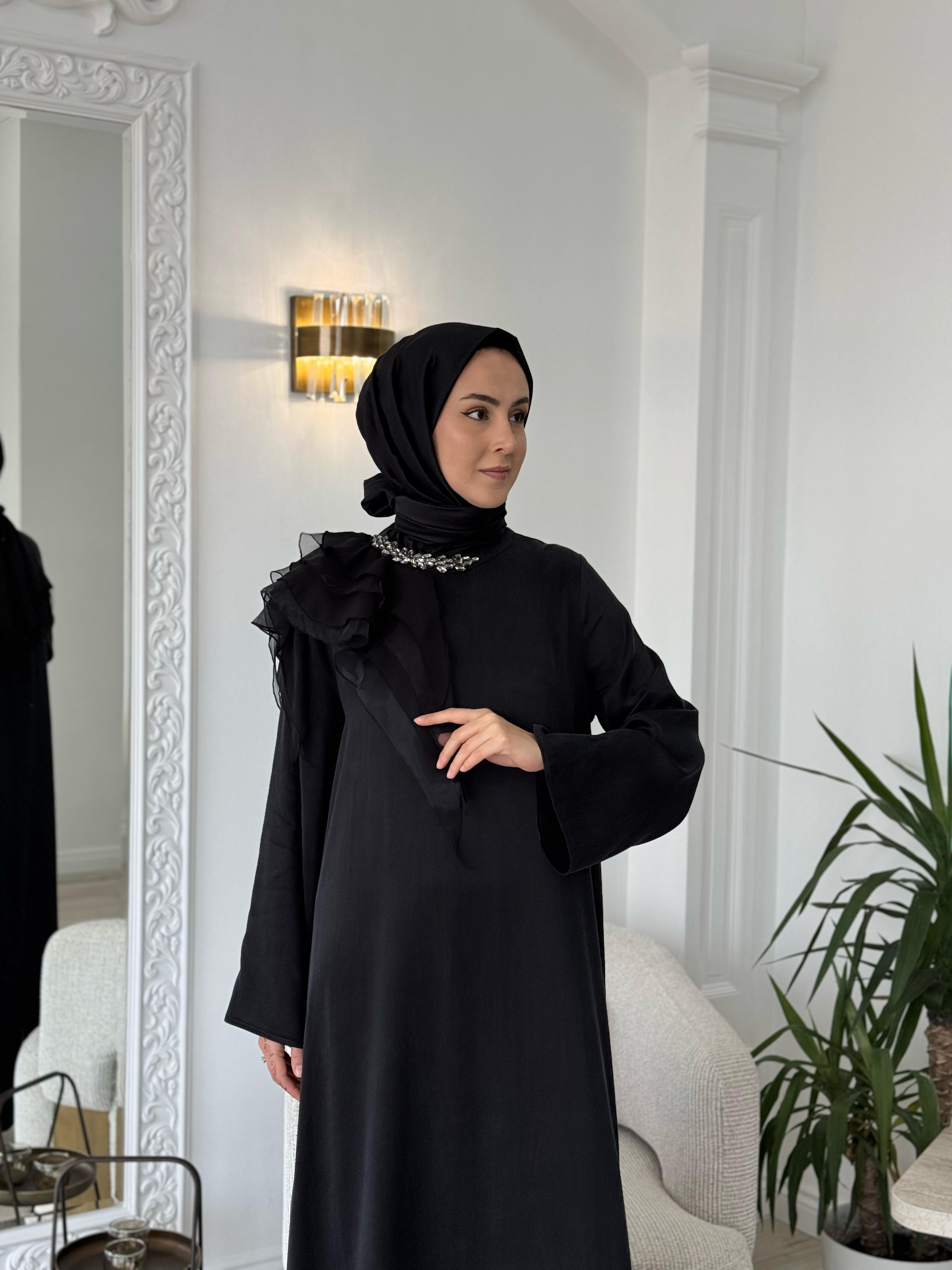 Zems Taşlı Elbise Siyah 2628