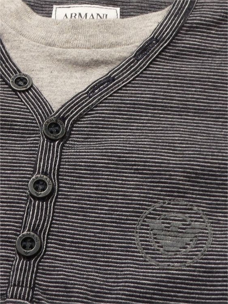 Armani Çizgili Sweatshirt - Gri