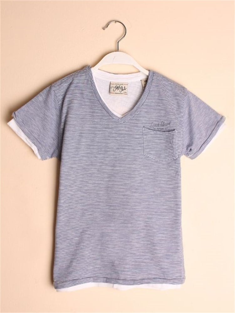 Scotch & Soda 2 in 1 T-Shirt - Mavi-Beyaz