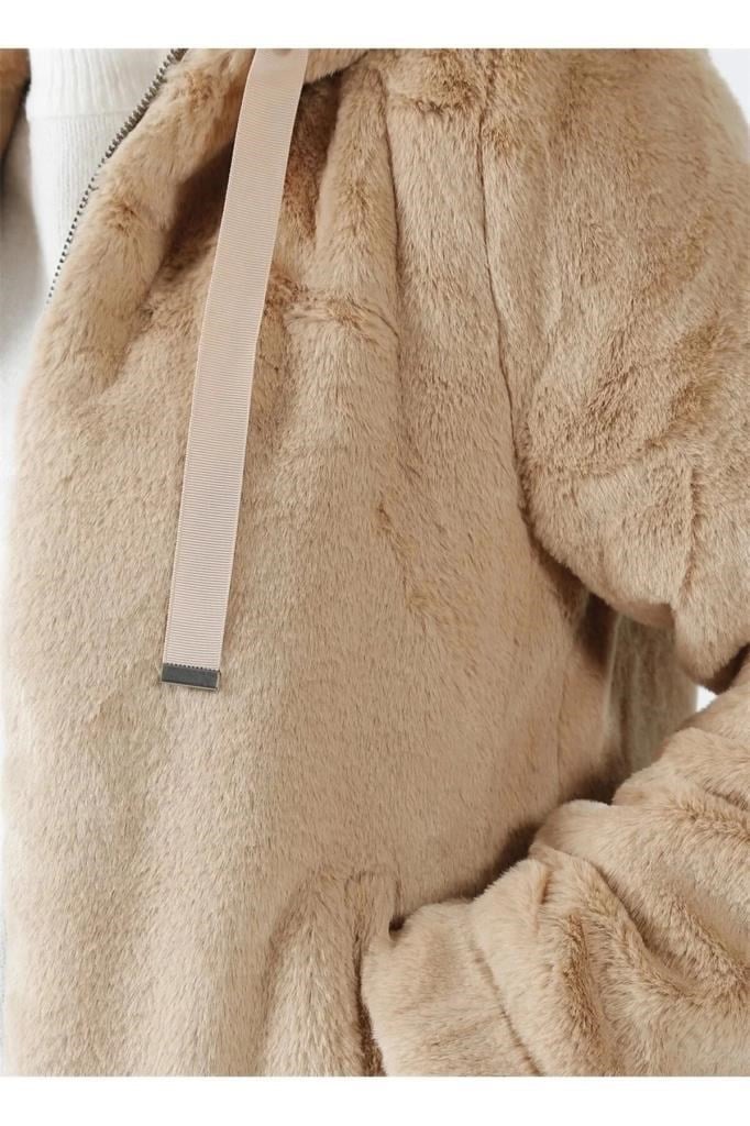  15260047- ONLVIDA FUR HOODED JACKET HUMUS KADIN MONT