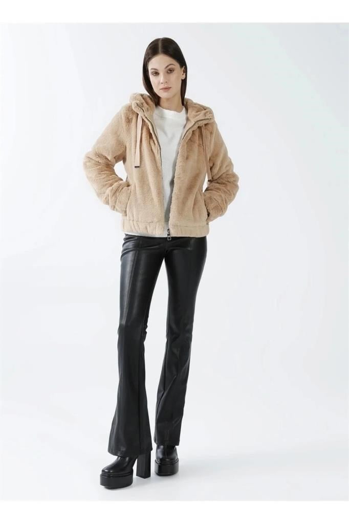  15260047- ONLVIDA FUR HOODED JACKET HUMUS KADIN MONT