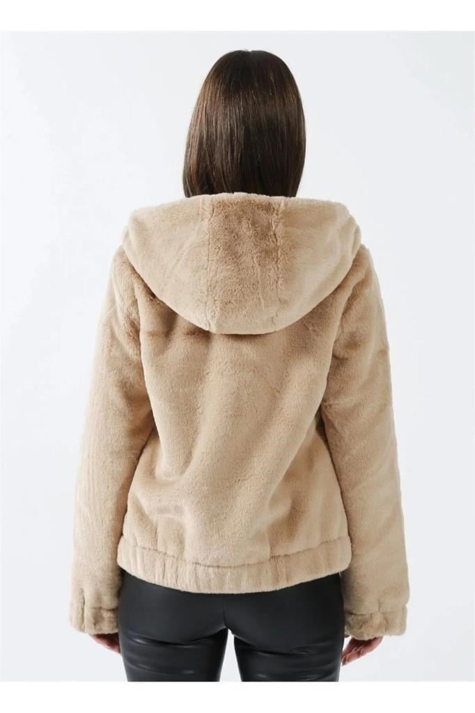  15260047- ONLVIDA FUR HOODED JACKET HUMUS KADIN MONT