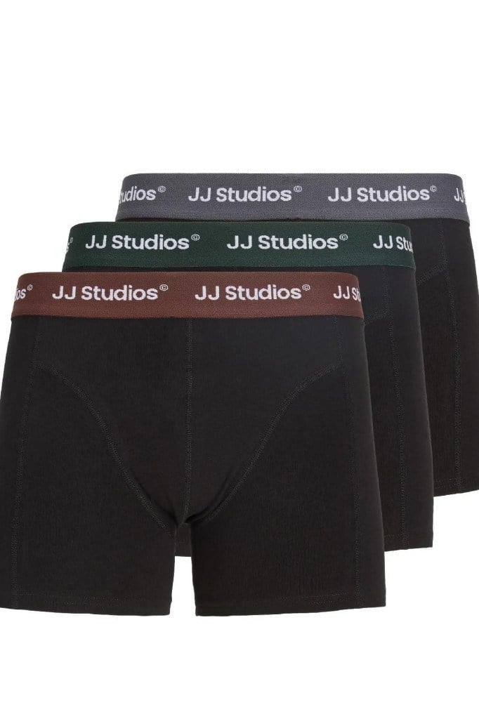 12280164 JACSOHO TRUNKS 3 PACK BLACK BLACK ERKEK BOXER