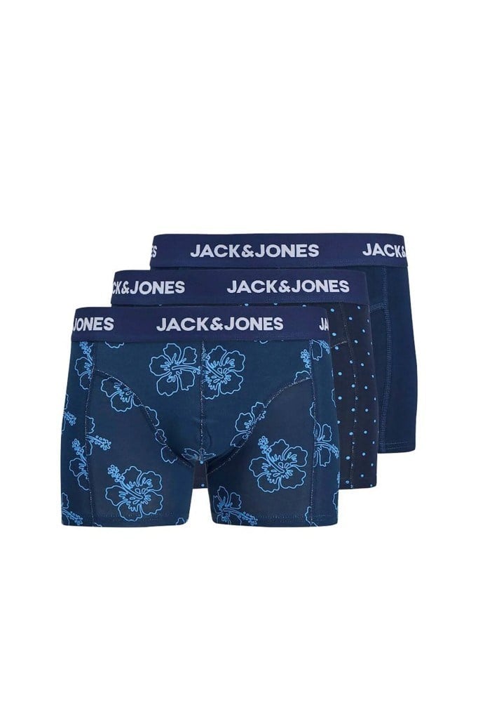 12298171 JACANTHONY PRINT TRUNKS 3 PACK BLUE ERKEK BOXER