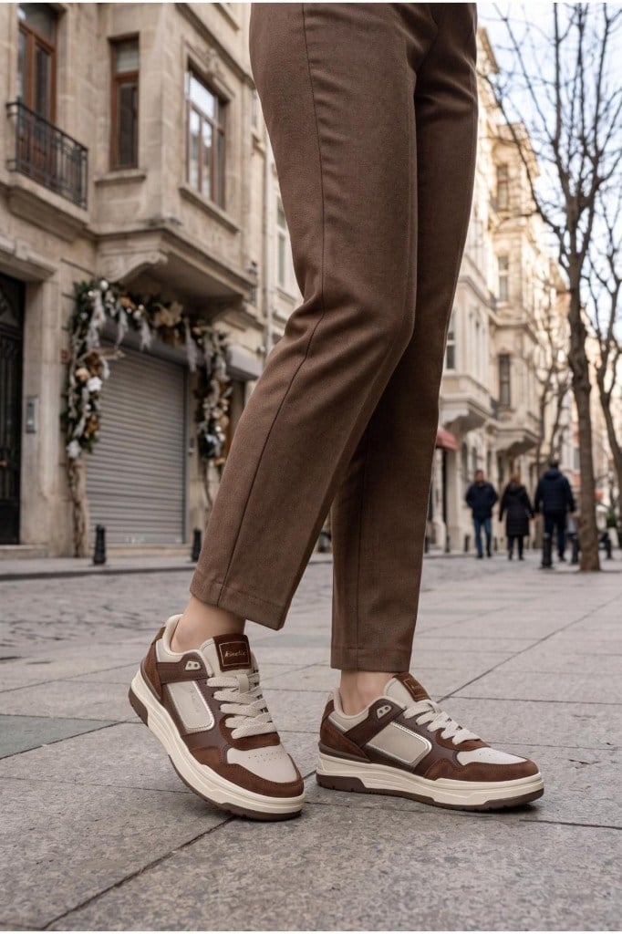 Bağcıklı Günlük Kahverengi Kadın Sneaker Solley