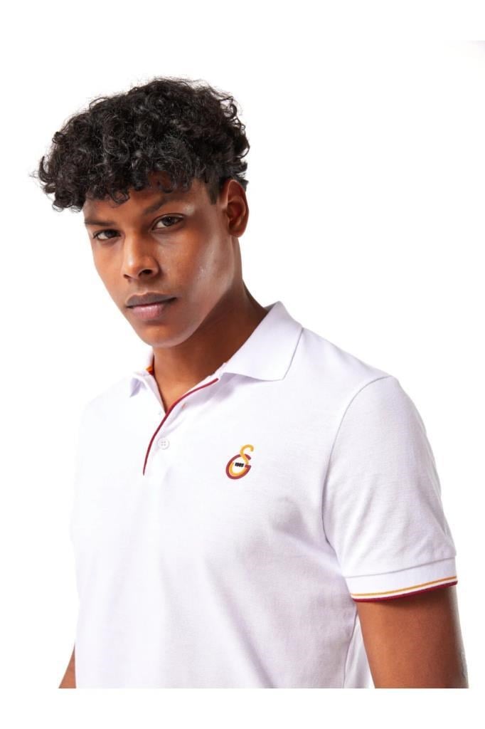 GALATASARAY E251049 BEYAZ POLO YAKA ERKEK T-SHİRT 