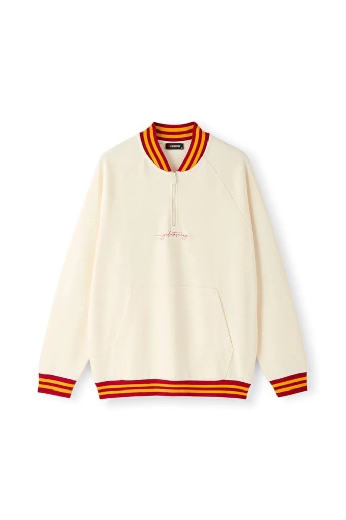 GALATASARAY E261092 HALF ZIP EKRU KADIN SWEATSHİRT