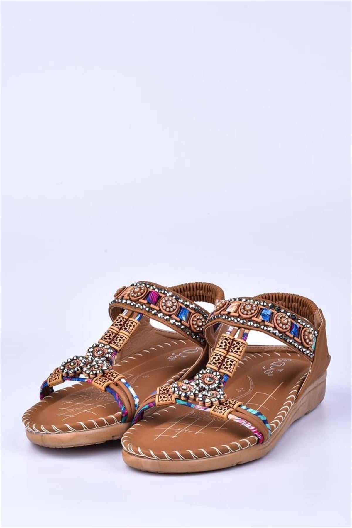 GUJA 20Y150-10 CAMEL KADIN YASTIK TABAN KOLAY GİYİM SANDALET