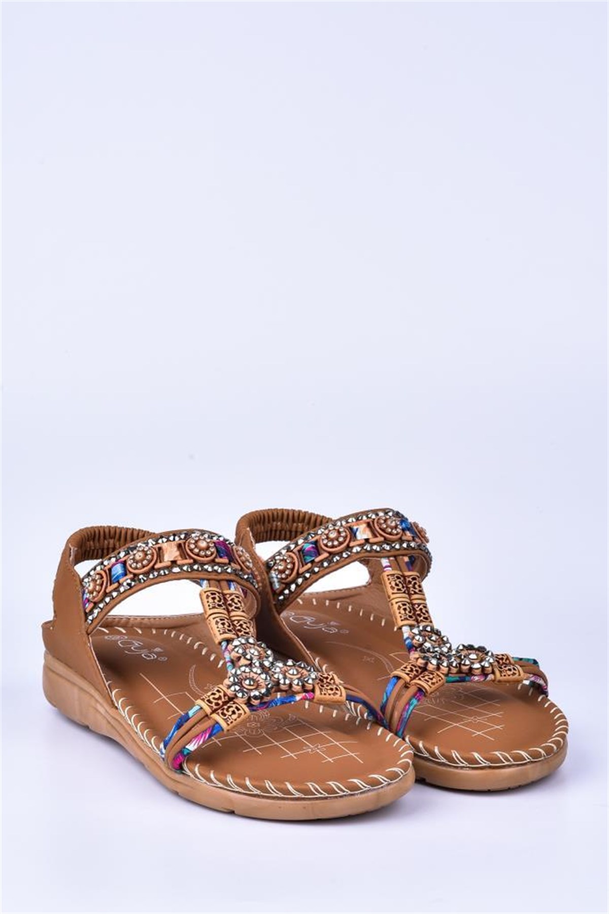 GUJA 20Y150-10 CAMEL KADIN YASTIK TABAN KOLAY GİYİM SANDALET