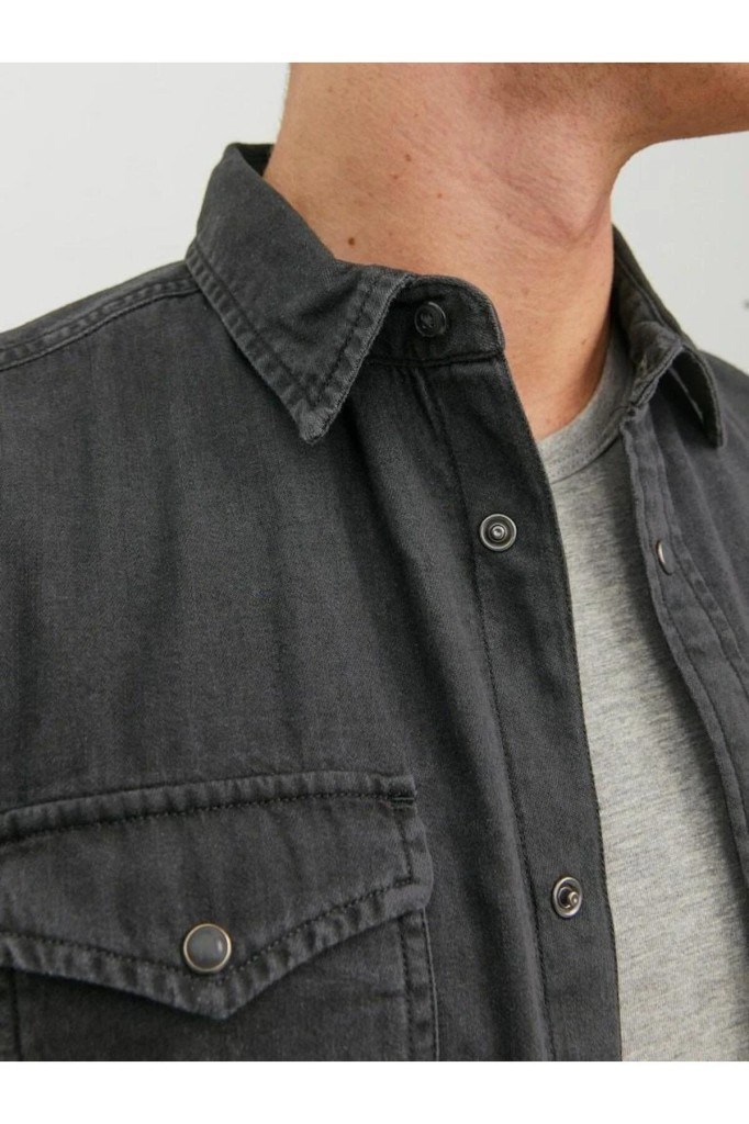 Jack&Jones 12138115 JJESHERIDAN SHIRT L/S BLACK DENIM ERKEK GÖMLEK