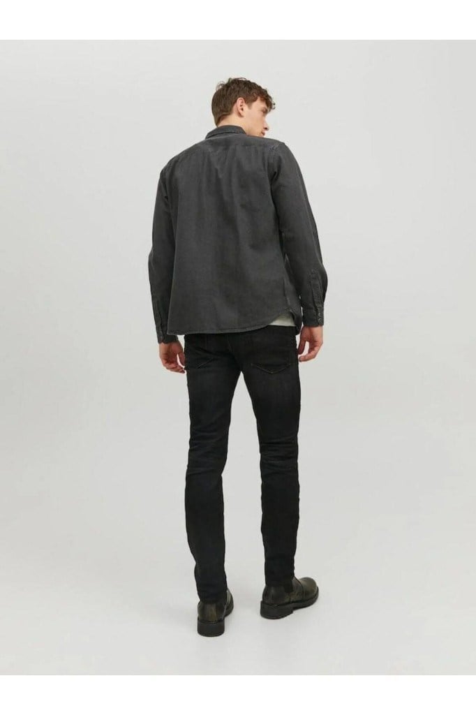 Jack&Jones 12138115 JJESHERIDAN SHIRT L/S BLACK DENIM ERKEK GÖMLEK