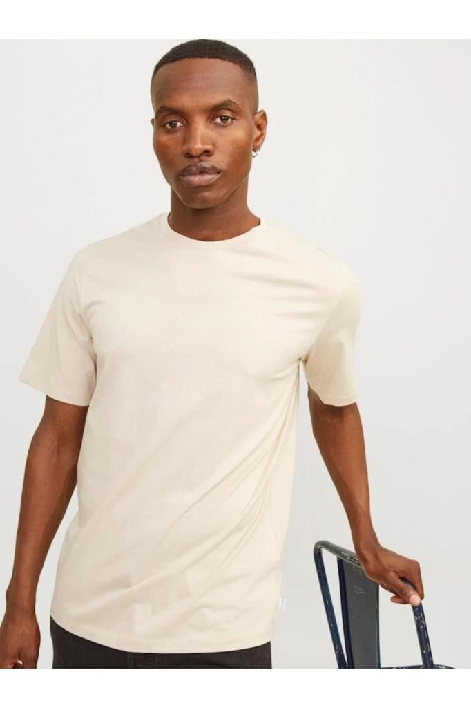 Jack&Jones 12156101 JJEORGANIC TEE SS O-NECK MOONBEAM ERKEK T-SHİRT