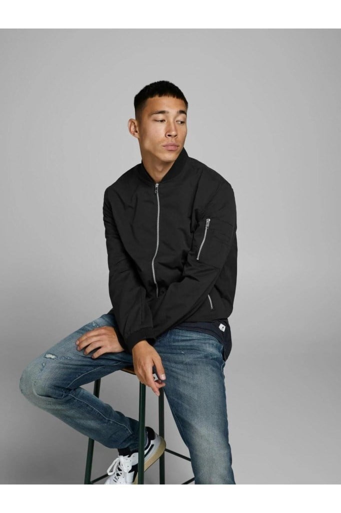 Jack&Jones 12165203 JJERUSH BOMBER NOOS BLACK ERKEK CEKET