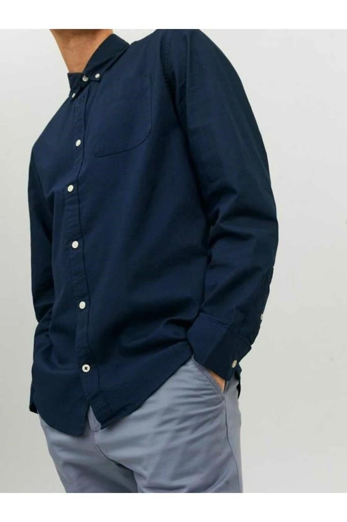 Jack&Jones 12182486 JJEOXFORD SHIRT LS NAVY ERKEK GÖMLEK