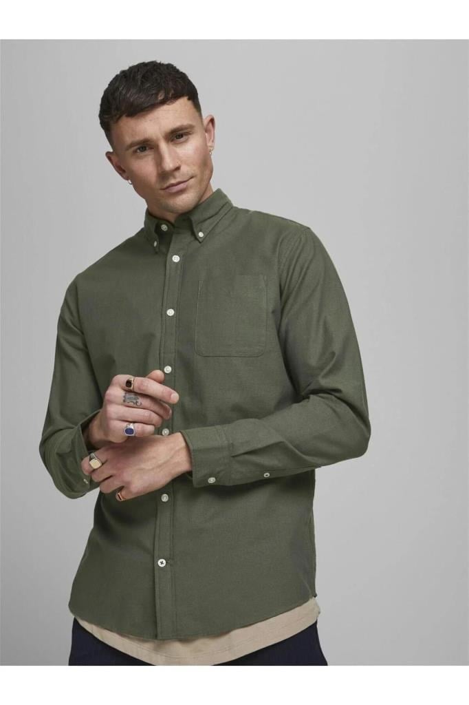 Jack&Jones 12182486 JJEOXFORD SHIRT LS FOREST ERKEK GÖMLEK