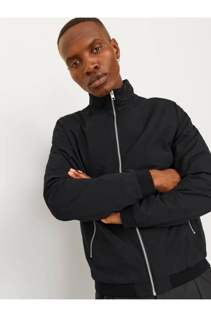 Jack&Jones 12204277 JJERUSH HARRINGTON BOMBER BLACK ERKEK MONT