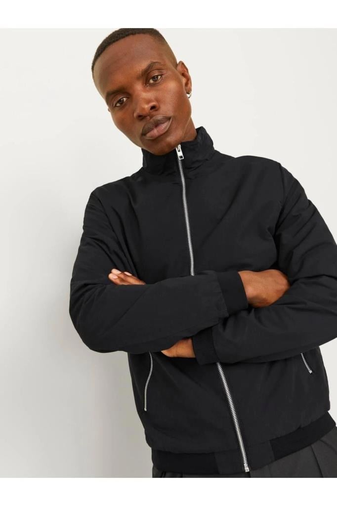 Jack&Jones 12204277 JJERUSH HARRINGTON BOMBER BLACK ERKEK MONT