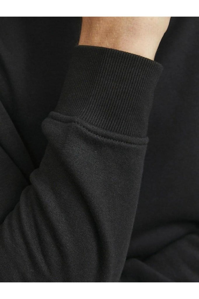 Jack&Jones 12250747 JJEBRADLEY SWEAT HALF ZIP BLACK ERKEK SWEATSHİRT