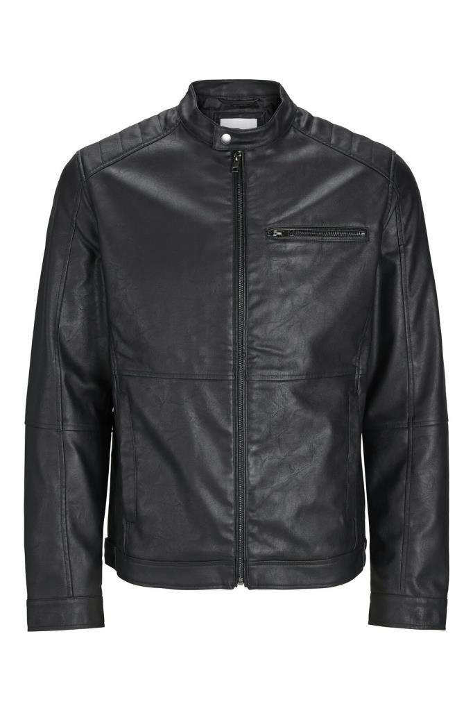 Jack&Jones 12261196 JJEDYLAN PU BIKER JACKET BLACK ERKEK CEKET