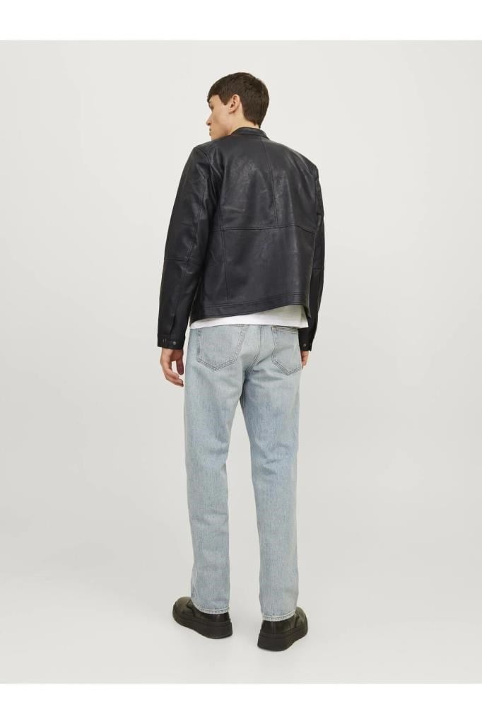 Jack&Jones 12261196 JJEDYLAN PU BIKER JACKET BLACK ERKEK CEKET