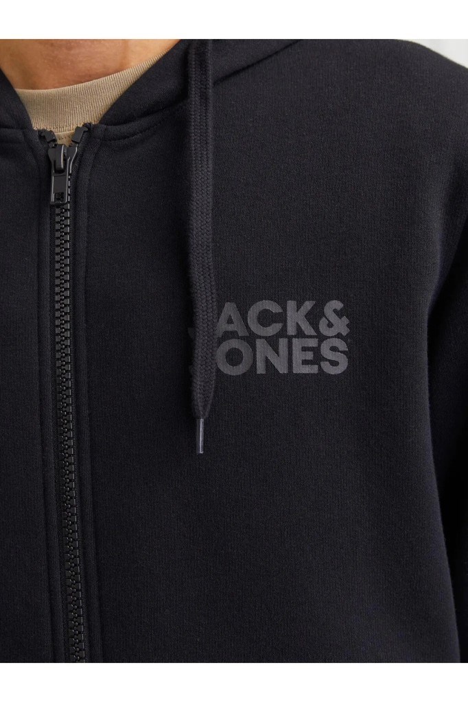 Jack&Jones 12265177 JJECORP LOGO SWEAT ZIP HOOD BLACK SWEAT