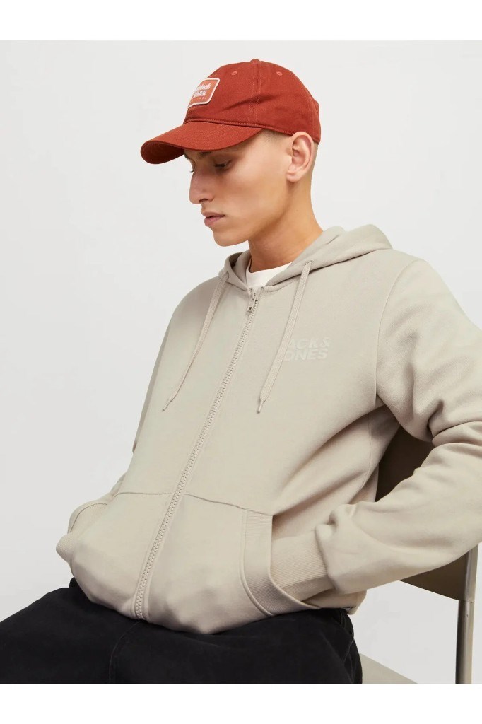 Jack&Jones 12265177 JJECORP LOGO SWEAT ZIP HOOD MOONBEAM SWEAT