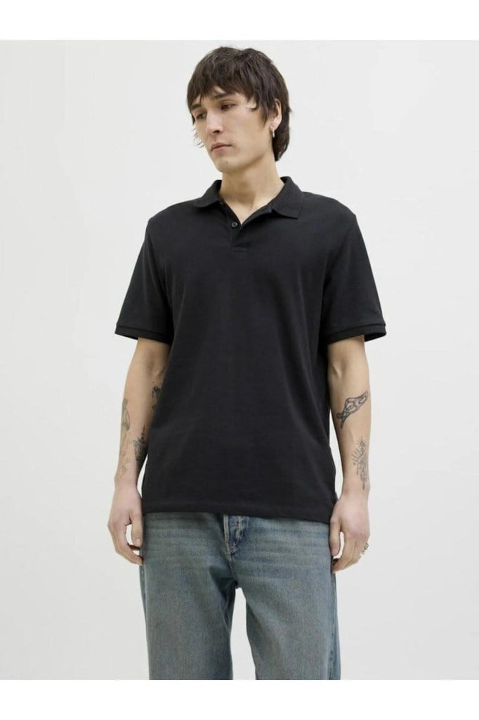 Jack&Jones 12270150 JJKANE POLO SS BLACK POLO YAKA ERKEK T-SHİRT