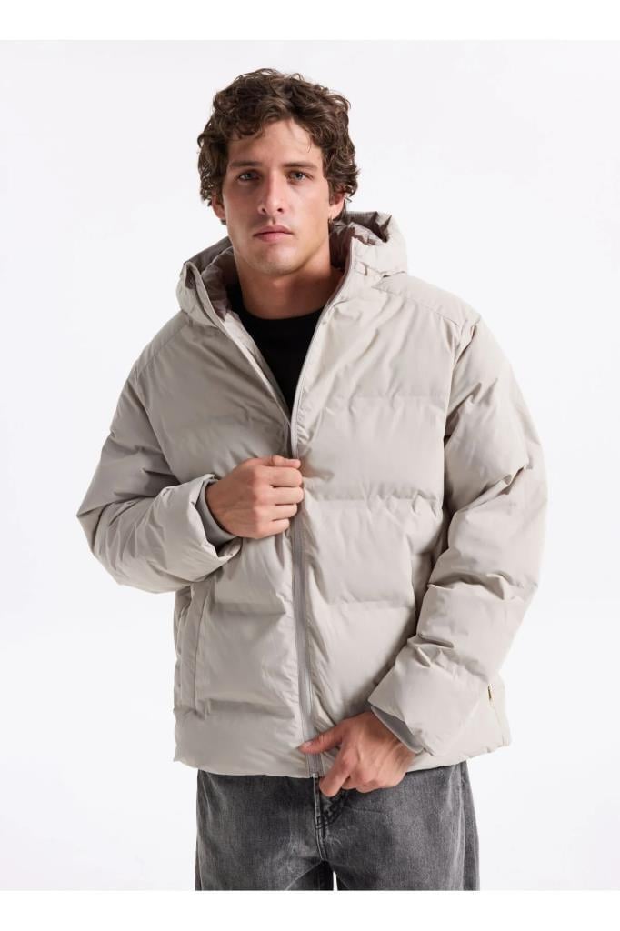 Jack&Jones 12278749 JJESOHO PUFFER HOOD DOVE ERKEK MONT