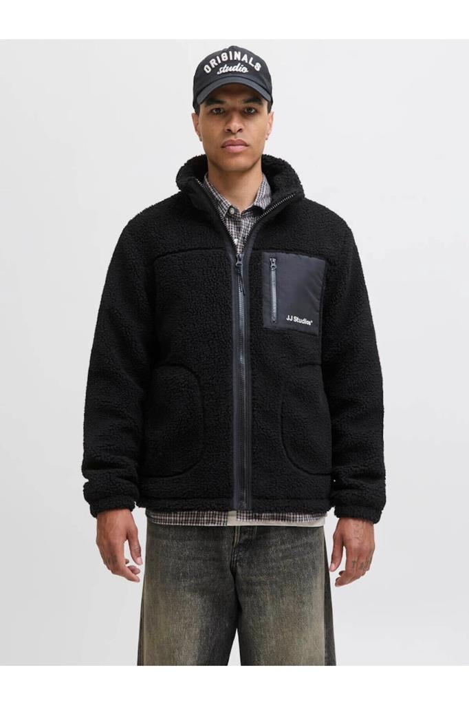 Jack&Jones 12278784 JJESOHO TEDDY JACKET BLACK ERKEK MONT