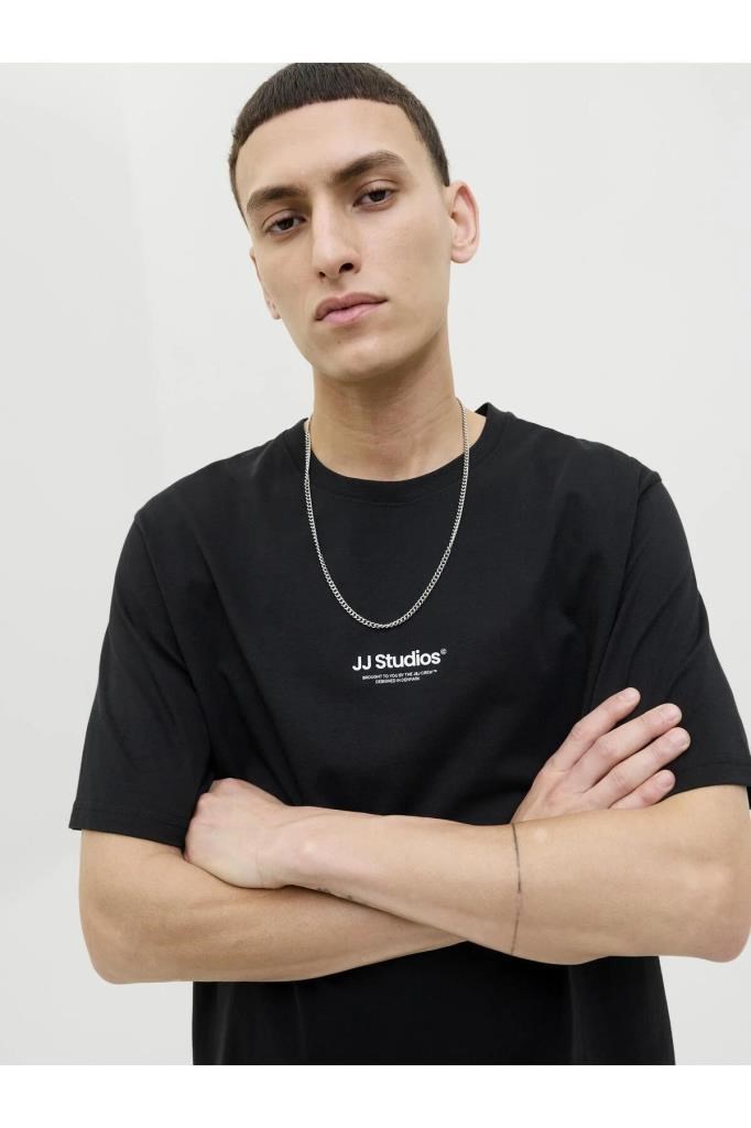 Jack&Jones 12278787 JJESOHO TEE SS CREW NECK BLACK ERKEK T-SHİRT