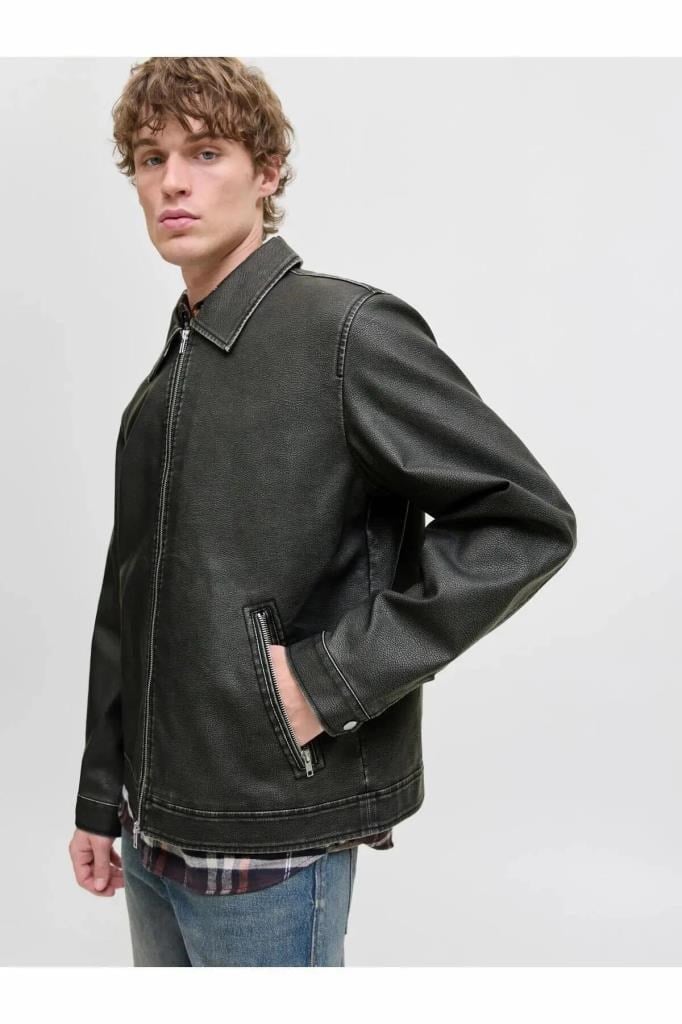 Jack&Jones 12278839 JJECASABLANCA PU JACKET BLACK ERKEK CEKET