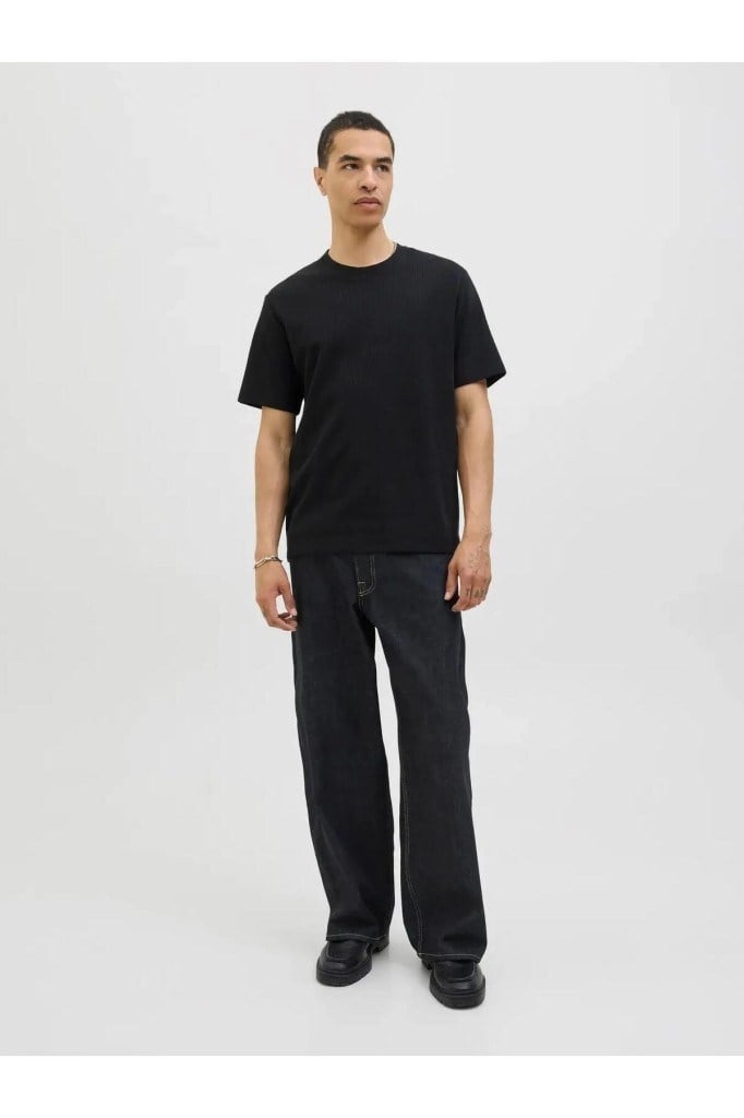 Jack&Jones 12278952 JJEAUSTIN TEE SS NOOS BLACK ERKEK T-SHİRT
