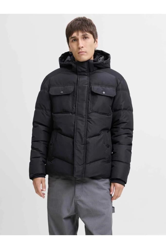 Jack&Jones 12279687 JJMORGAN PUFFER JACKET BLACK ERKEK MONT