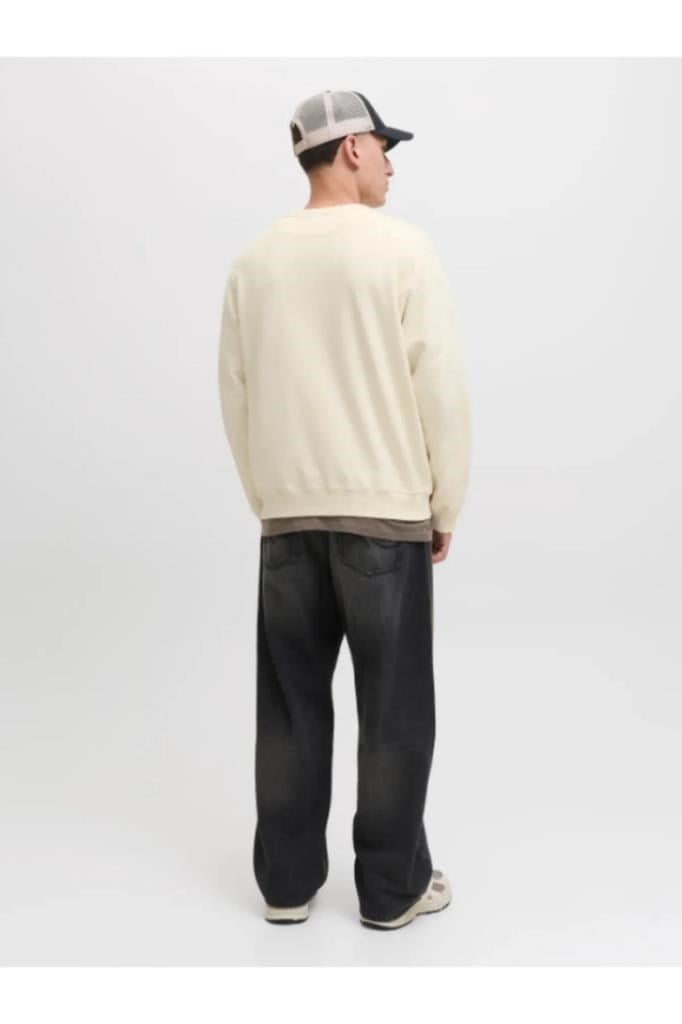 Jack&Jones 12282893 JORNORREBRO EMB SWEAT ANTIQUE WHITE ERKEK SWEATSHİRT