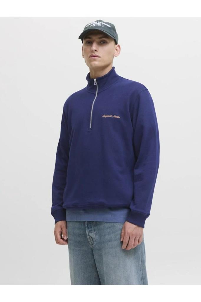 Jack&Jones 12282899 JORNORREBRO EMB SWEAT OCEAN CAVERN ERKEK SWEATSHİRT