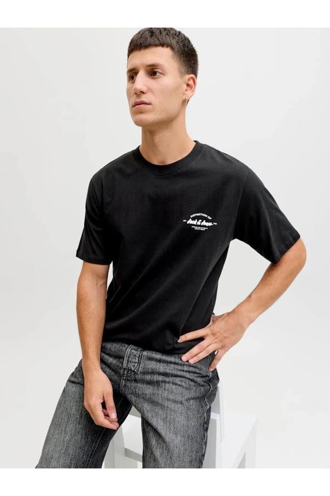 Jack&Jones 12288113 JJBRANDON TEE SS CREW BLACK ERKEK T-SHİRT