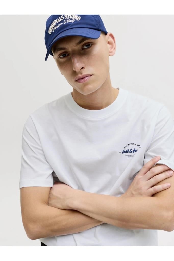 Jack&Jones 12288113 JJBRANDON TEE SS CREW BRIGHT WHITE ERKEK T-SHİRT