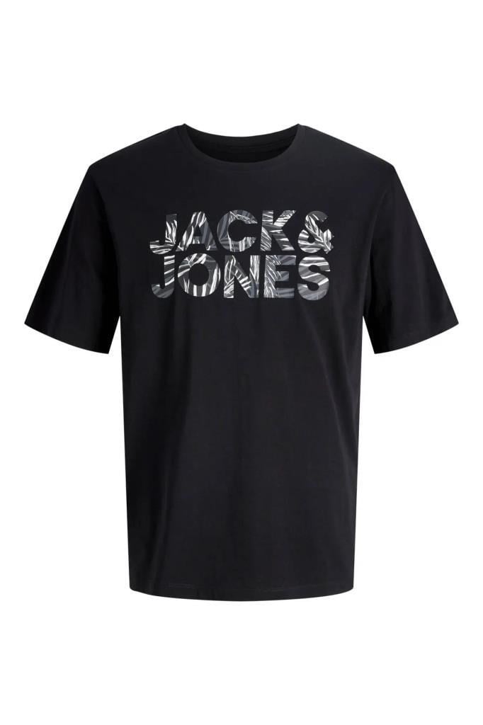 Jack&Jones 12288536 JJEJEFF LOGO TEE SS SN BLACK ERKEK T-SHİRT
