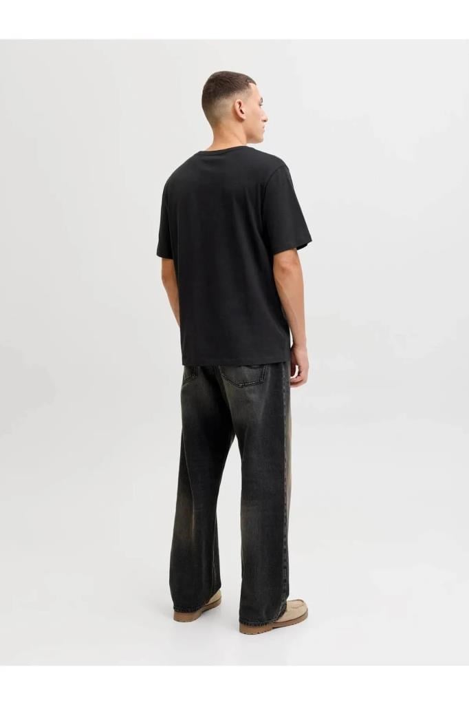 Jack&Jones 12288536 JJEJEFF LOGO TEE SS SN BLACK ERKEK T-SHİRT