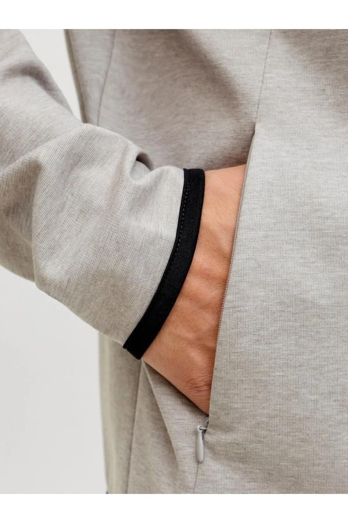 Jack&Jones 12289209 JJEBASE SWEAT ZIP HOOD SN LIGHT GREY ERKEK SWEATSHİRT