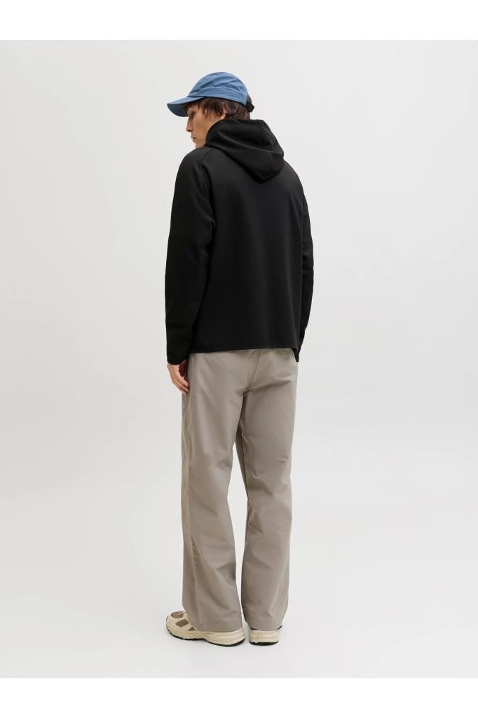 Jack&Jones 12289209 JJEBASE SWEAT ZIP HOOD SN BLACK ERKEK SWEATSHİRT