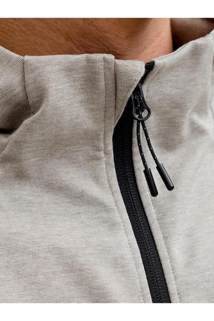 Jack&Jones 12289209 JJEBASE SWEAT ZIP HOOD SN LIGHT GREY ERKEK SWEATSHİRT